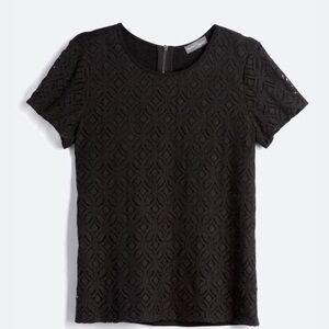 Market & Spruce Black Lace Short Sleeve Top, size large.